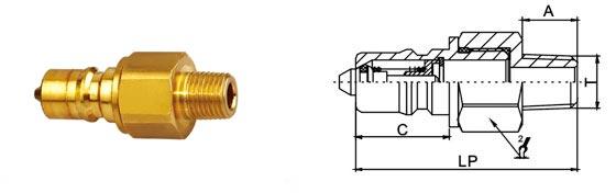Thread Brass Hydraulic Quick Connect Couplings , Poppet Valve Male Hydraulic Coupler ISO7241-B