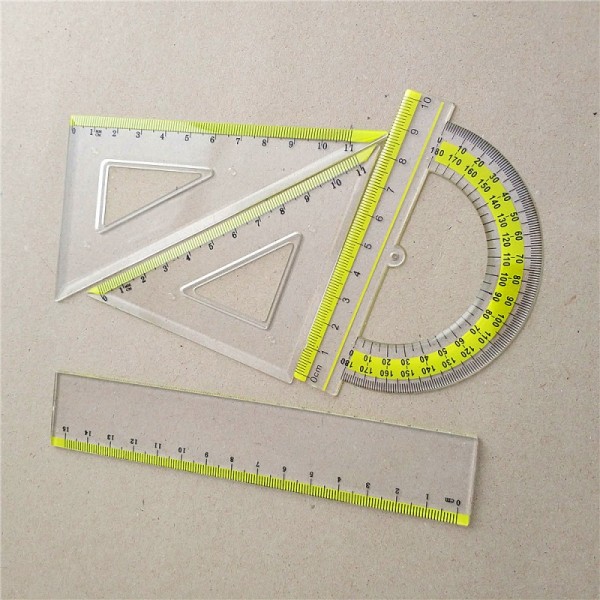 wholesale two color print plastic 15cm ruler set