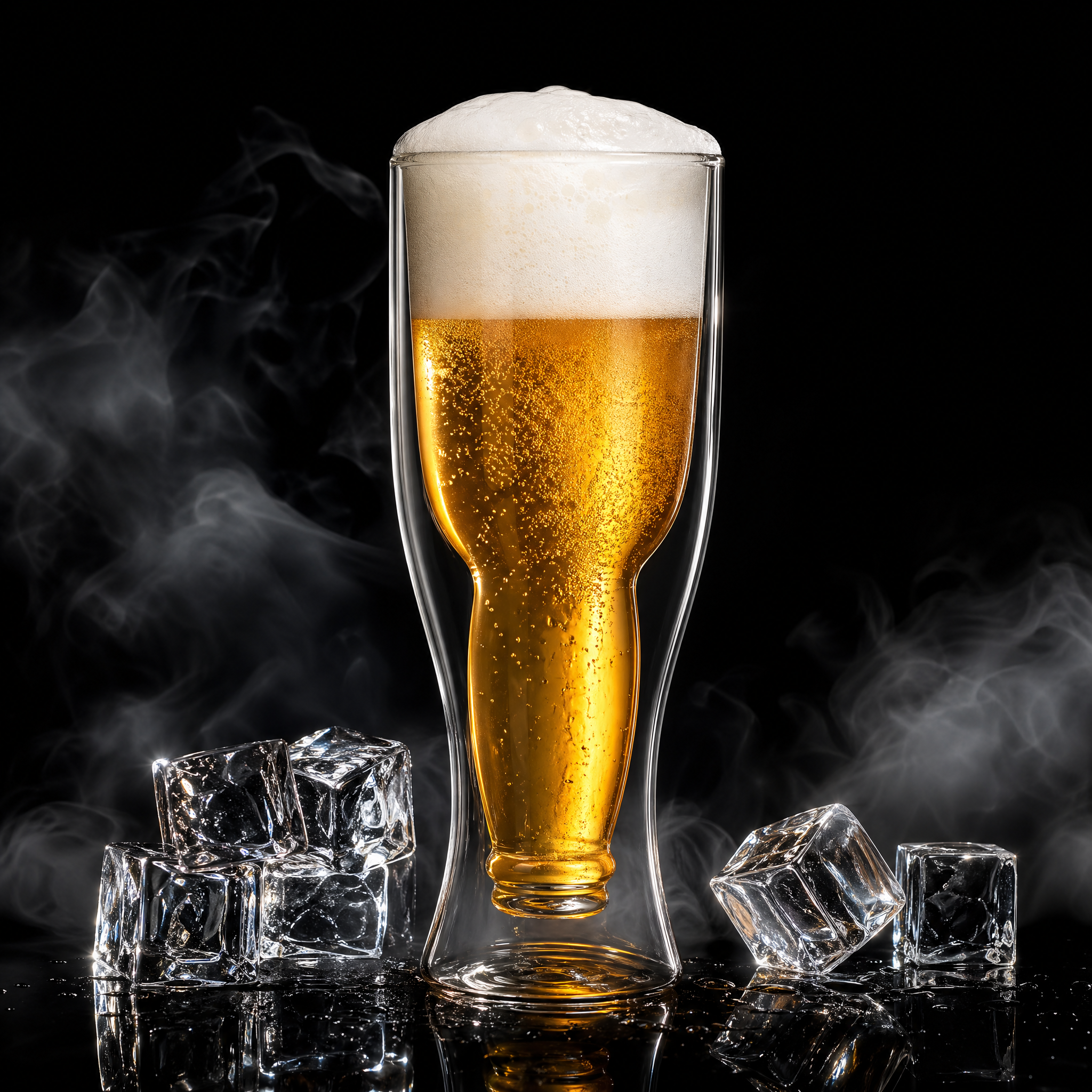 Unique Design Double Wall Glass Mug Beer Bottle Shape Borosilicate Glass Cup