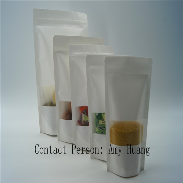 k White Kraft Paper Snack Bag Packaging Environment Friendly