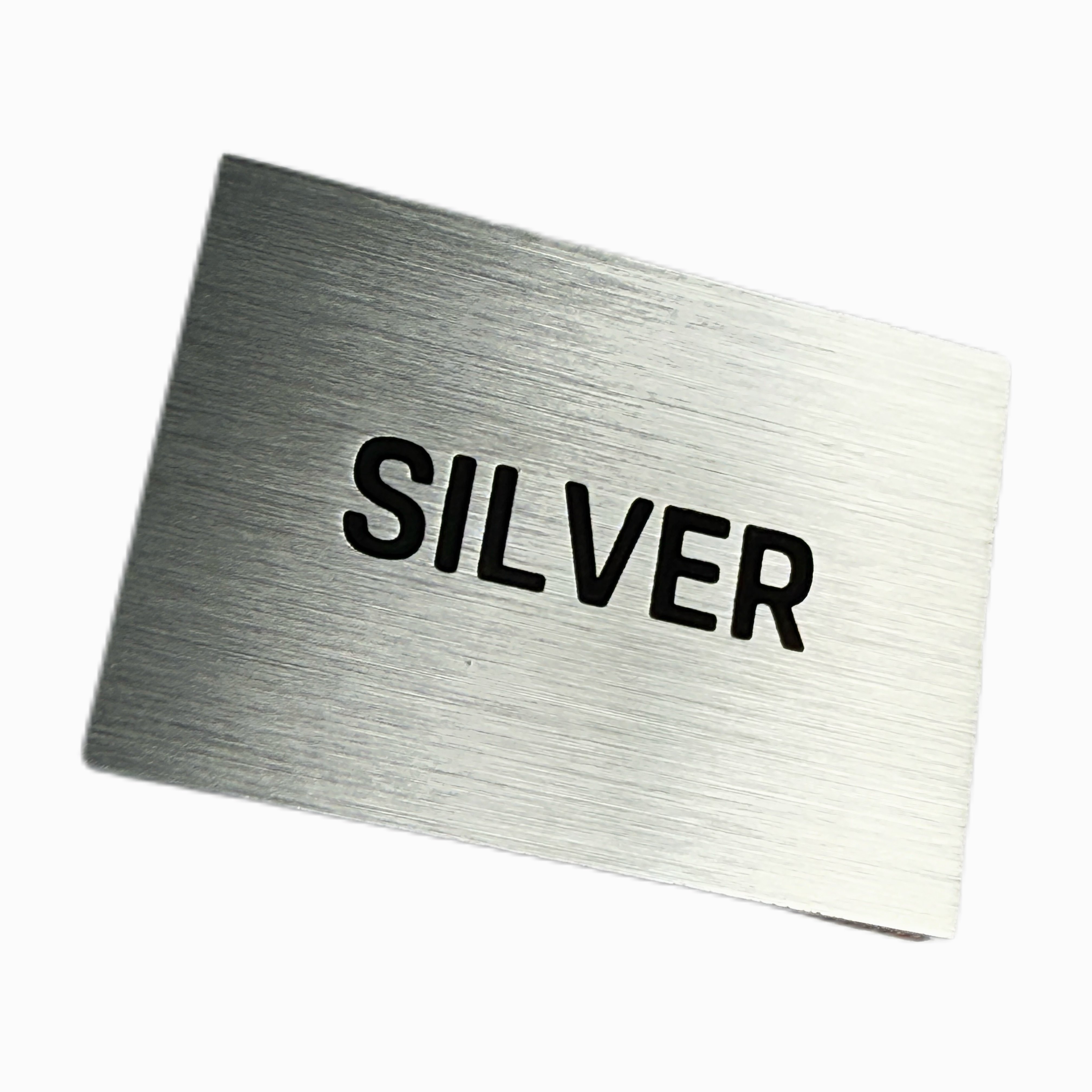 Simple and elegant metal nameplate with brushed black paint for customization