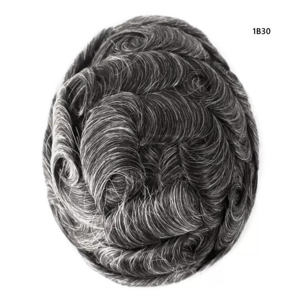 Mens Toupee Human Hair Replacement SystemFrench Lace Poly Skin Hairpieces Australia with grey hair