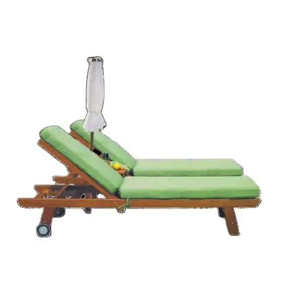 Wooden Beach club furniture teak beach bed Outdoor chaise lounger chair teak---6058