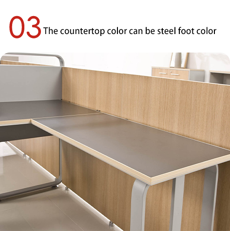 Modern Minimalist Two Person Combination Office Desk with Screen, Card Holder Partition, Multi Person Combination Staff Desk