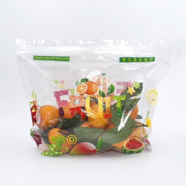 Zip Lock Fresh Organic Fruit Plastic Bag Moisture Proof Non Toxin With Holes / Handle