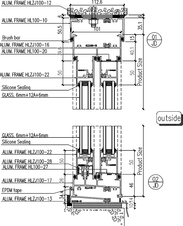 Anodized Aluminium Doors And Windows Easy Cleaning With Laminated Glass