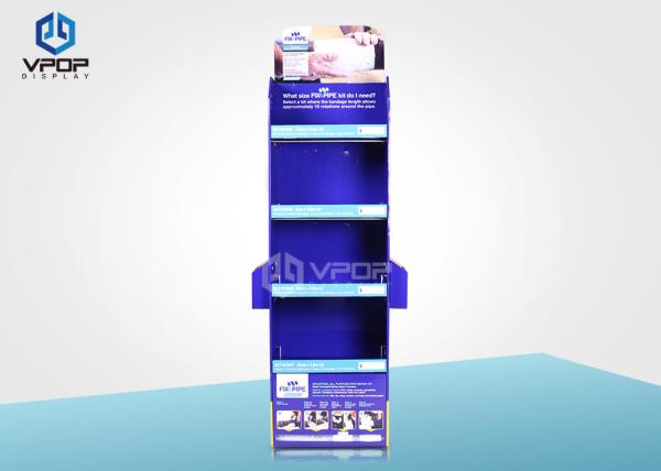 4 Shelves Blue Cardboard Pop Up Display Advertising For Water Stop Bandage