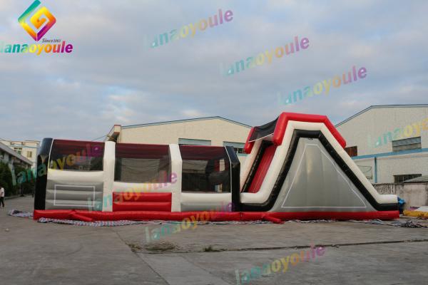 Giant Inflatable Obstacle Slide Park Play Park On Land Logo Painting