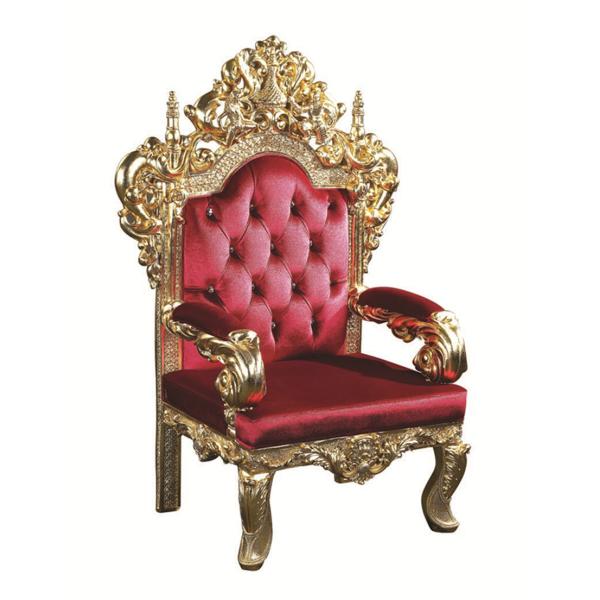 SGS Red Leather Antique Hotel Furniture Luxury Wedding High Back Throne Chair