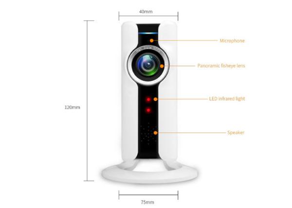 Night Vision Indoor 360 Panoramic Vr Camera 2.0MP 128G TF Card 15M IR distance