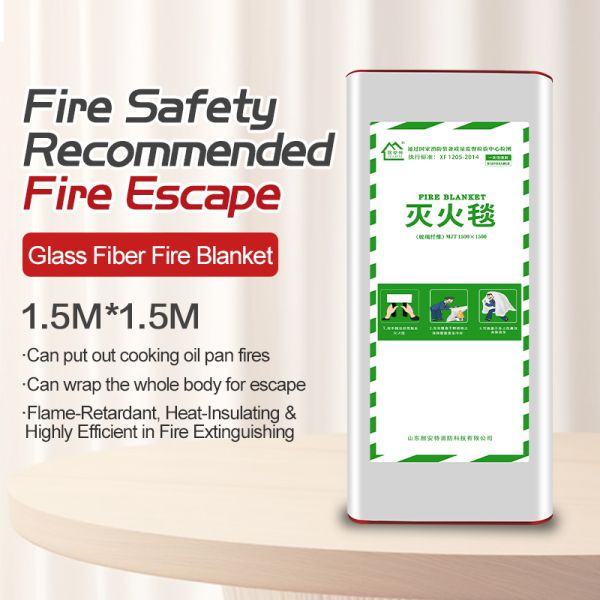 1.5x1.5m Fiberglass Fire Blanket EN 1869:2019 Certified 500°C Heat Resistant Fire Suppression Blanket with PVC Box