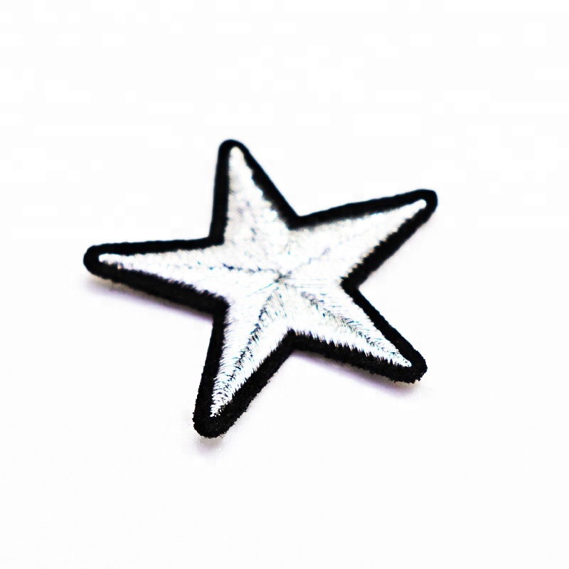 Wholesale Silver Metallic Embroidered Star Patches