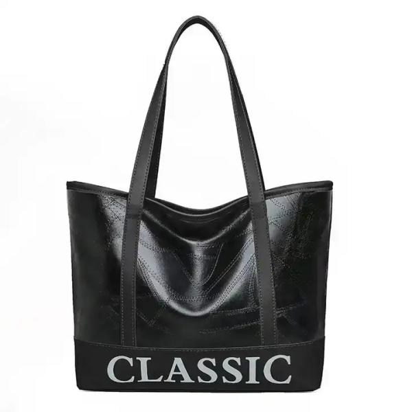 Women Oem Fashion PU Leather Handbags Oversize Green Black Wholesale with Personalized LOGO