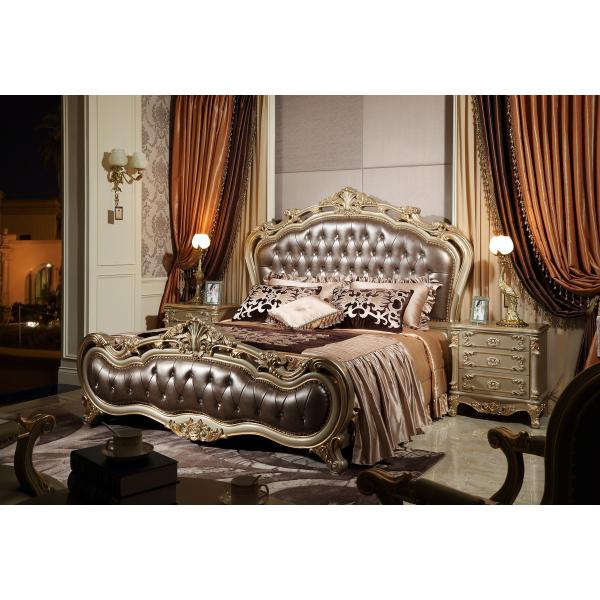 Classic hotel first lady room Bed furniture true leather upholstered Headboard Joyful Ever