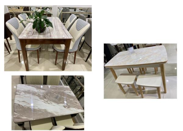 Even Texture Solid Rubberwood Dining Table , Compact Size Marble Dining Table Set
