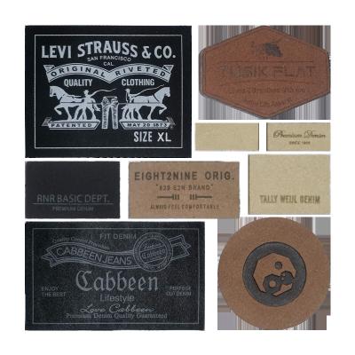 Pu Fake Leather Label Patch Velcro Embossed 2mm Thick For Hat Clothing Bag