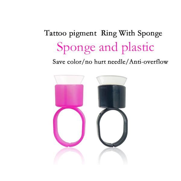 Disposable Microblading Tattoo Pigment Ring Cup With Sponge , Makeup Eyebrow Accessories
