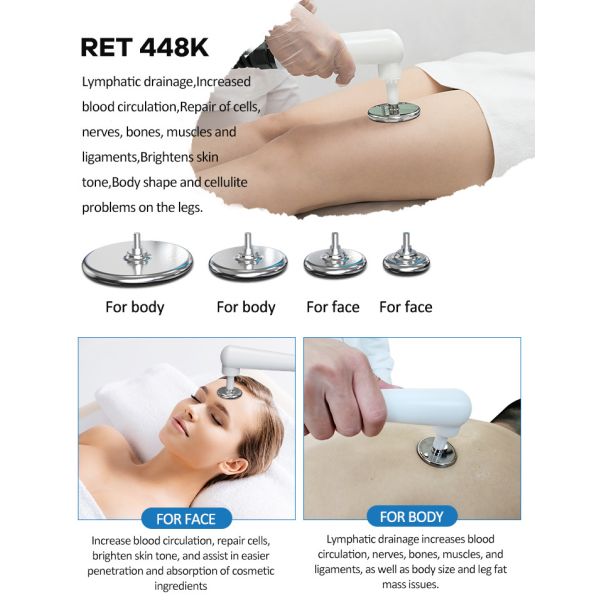 4 Handles ED Therapy Improve Wrinkles 448KHz CET RET Vacuum EMS Physicaltherapy Shockwave Device