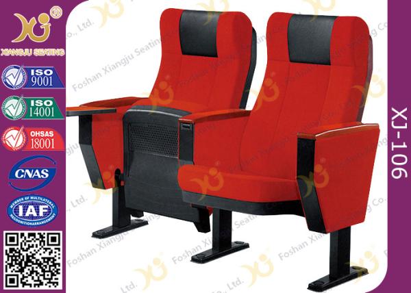 Solid Wood Armrest Cover Auditorium Theater Seating Floor Mounted With Wood Desk