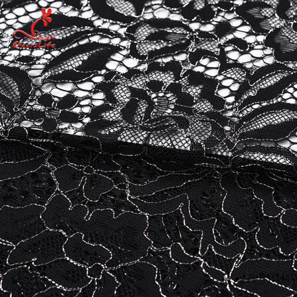 High quality black nylon lace fabric for long dress
