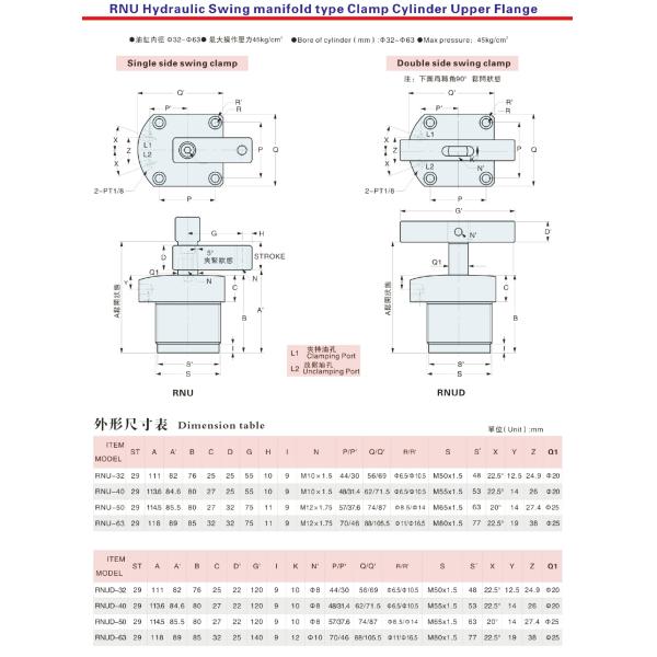 Manifold Type Swing Clamp Cylinder Upper Flange Corrosion Resistance Surface
