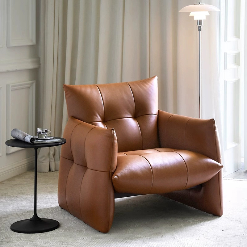 Luxury Modern Single PU Leather Lounge Accent Chair-Durable Eco-Friendly for Bedroom Apartment Living Room Office Use