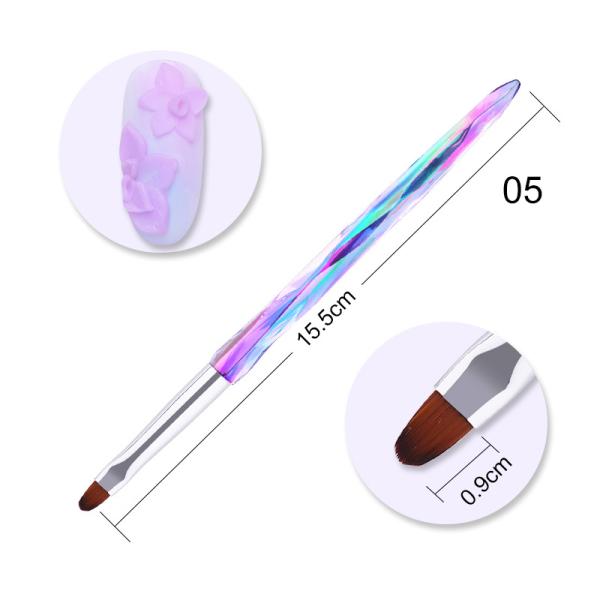 Nylon Acrylic Handle Nail Gel Brush French Glitter Flower Magnet Nail Gel Pen