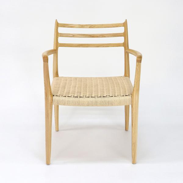 Office Building Furniture Hand-woven Cord Solid Wood Dining Chair with Nitrolacquer Finish in Nordic Style