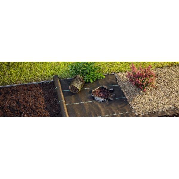 6 x 33 feet Sheet Woven Weed Control Fabric - Stabilized Black Heavy Duty 3 oz/yd² Landscape Ground Cover Membrane