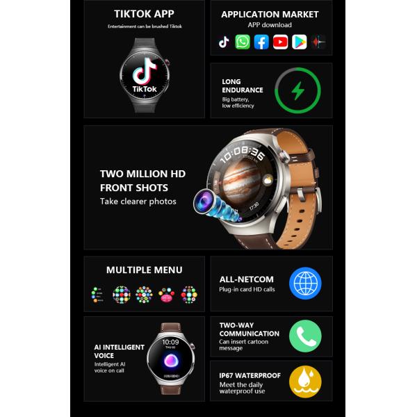 GS38 4G Smartwatch 1.62 Inch AMOLED 700mAh Battery GPS NFC