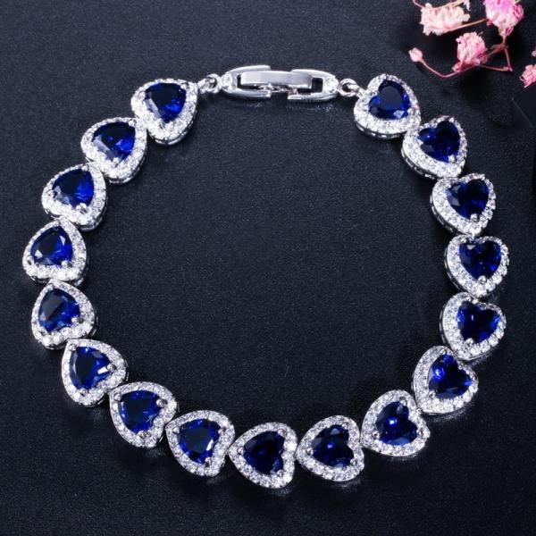 Elegant Prom Party Bracelets Jewelry Heart Shape Bracelets Blue Purple Red Green Yellow Crystal Stone Charm Bracelets