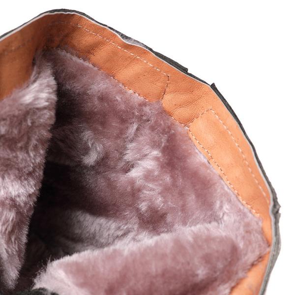 S040 Round toe retro leather women's boots fluffy flat wedge heel literary fan original handmade thick-soled women's