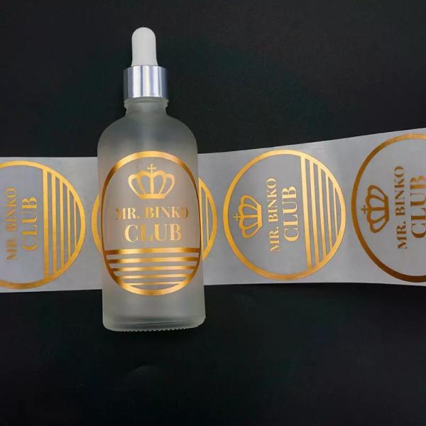 Deluxe Gold Foil Self Adhesive Sticker Cosmetic Label For Glass Drip Bottle