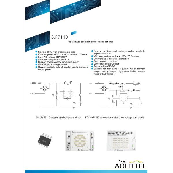 F7110 SOP-8 Package High Power Constant Power Linear LED Driver ODM Solutions For LED Lamps