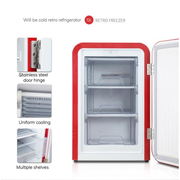 Side Opening 72 Liters Small Mini Fridge 2.4 Cubic Feet Full Freezer