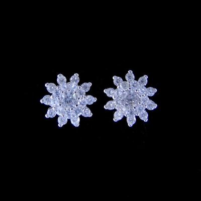 Joia de prata personalizada da forma dos brincos do zirconita com forma da flor