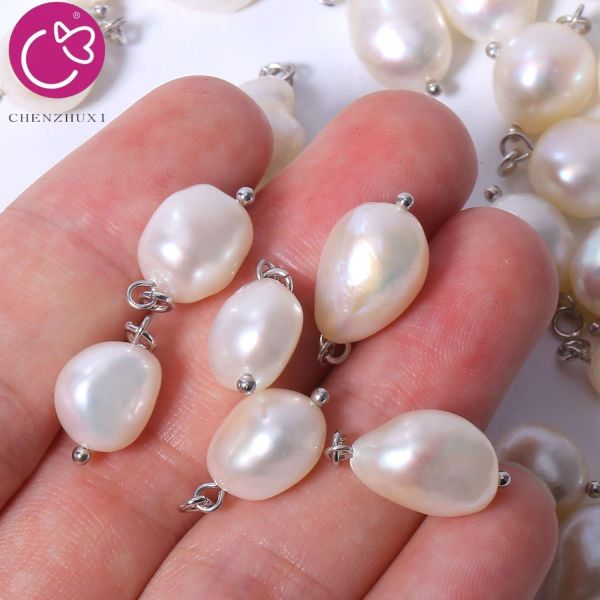 Baroque Freshwater Pearl Pendant Natural Irregular Stainless Steel DIY Accessories for Ladies' Jewelry