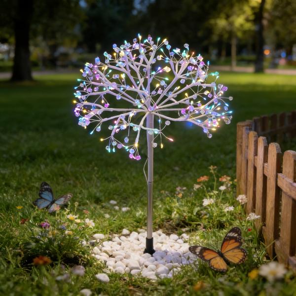 Jeweled Star-Shaped Garden Stake, 18in, ETL Certified, 3V 1A Outdoor Adapter, Colorful Light, Eco-Friendly & Energy-Saving, Indoor & Outdoor Use for Street/Commercial/Party Decor, MOQ 500 Pcs