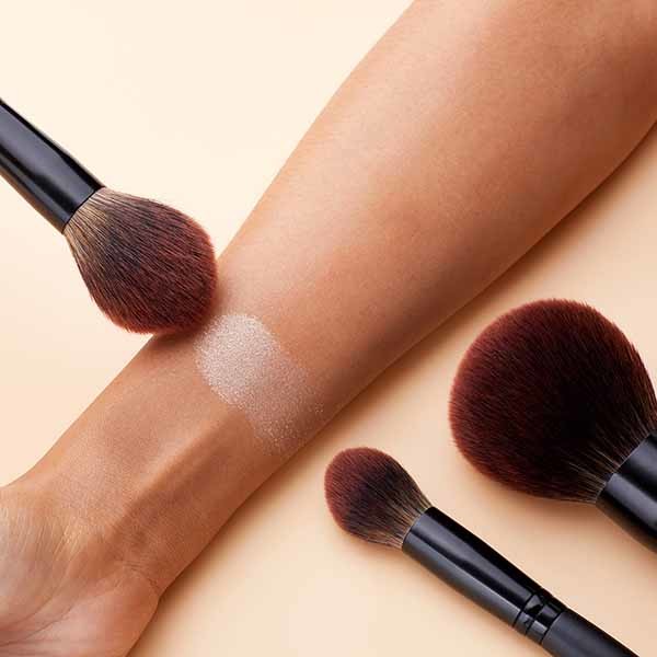 Black Shimmer non irritant Face Makeup Brush Set T274 Birch Wood Handle