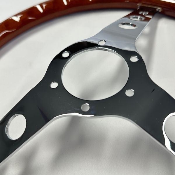 Classic Premium Mahogany Walnut Wood Grain Steering Wheel 15 Inch