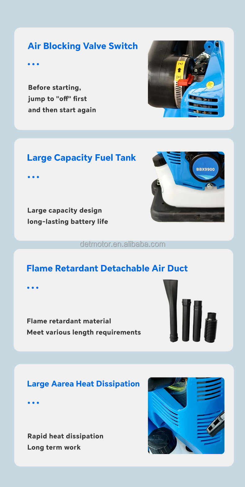 Larissa Motor 850B Industrial Grade 80CC 4-Stroke Gasoline Cordless Leaf & Snow Blower 160mph Max Air Speed 1000CFM+ Air Flow