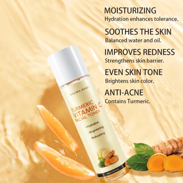OEM Private Label Turmeric Whitening Hydrating Face Toner Improve Blemishes Dark Spots Vitamin C Facial Toner