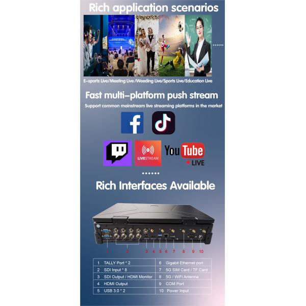 6600mAh Comutador de vídeo profissional Máquina de transmissão ao vivo Controle PTZ