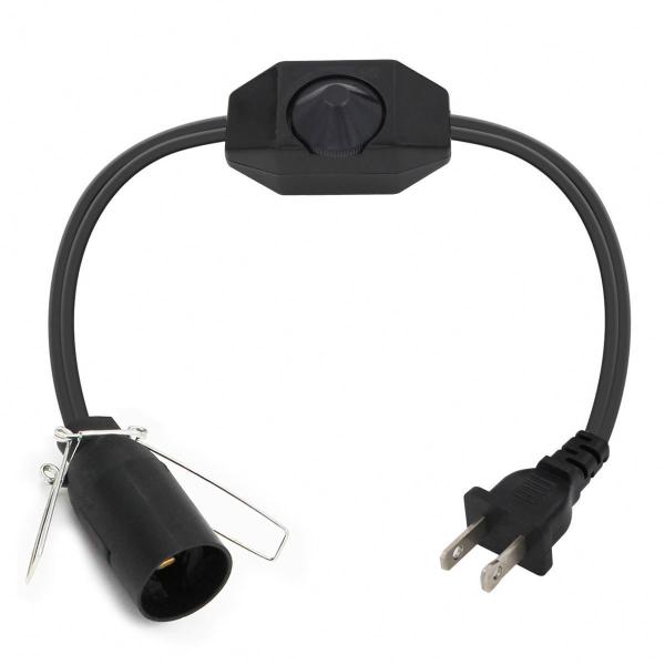 NEMA 1-15P 電源コードとE27電球ホルダーとディマースイッチ