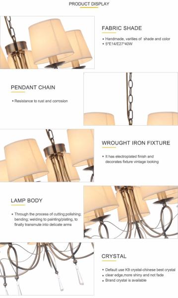 Mission style Metal chandelier for Living room Kitchen Lights Fixtures （WH-MI-13)