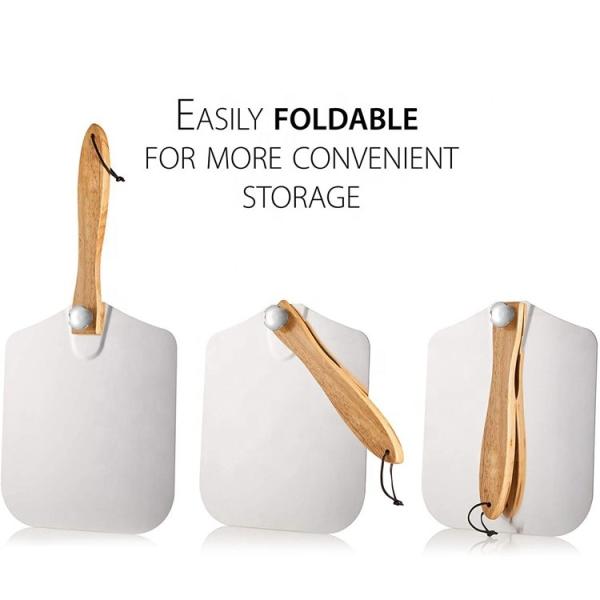 12*14*25'' Pizza Turning Peel Foldable Wooden Handle Aluminum Pizza Peel