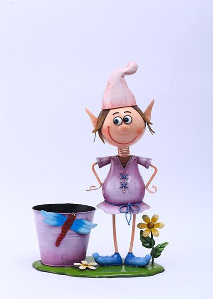 Decoração simples do vaso de flores da decoração do jardim do personagem de banda desenhada do metal