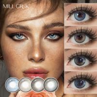 Lentes de contacto cosméticos seguros anuales de color natural marrón gris azul para ojos árabes