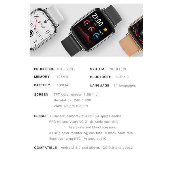 Экран Smartwatch IP67 экрана касания дисплея цвета 180mAh большой