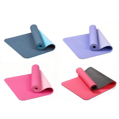Double Layer Dual Color TPE Yoga Mat 183*61cm Good Elasticity